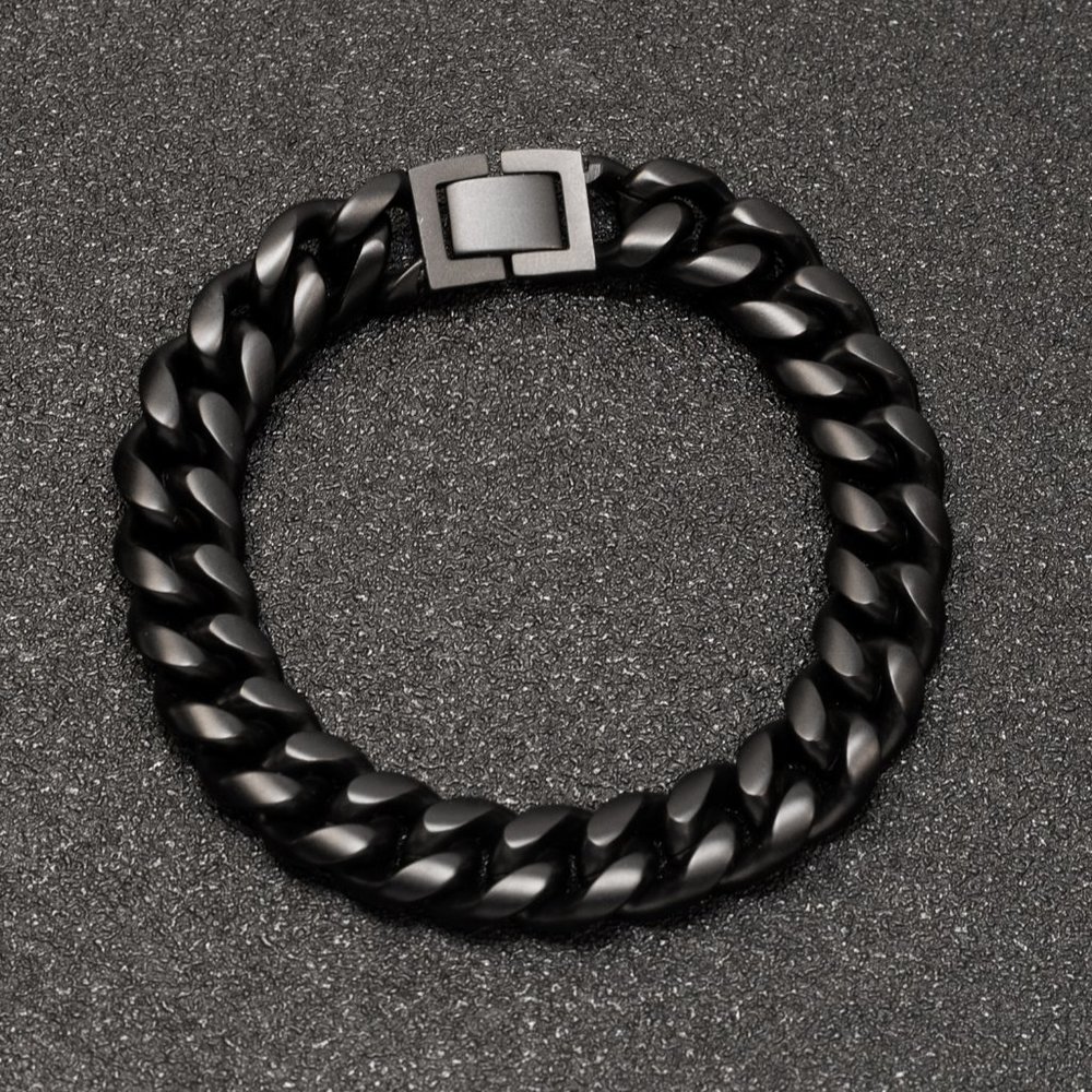 Men's black Cuban link chain bracelet